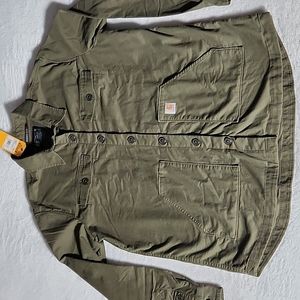 carhartt women's loose twill long sleeve jersey lined shirt